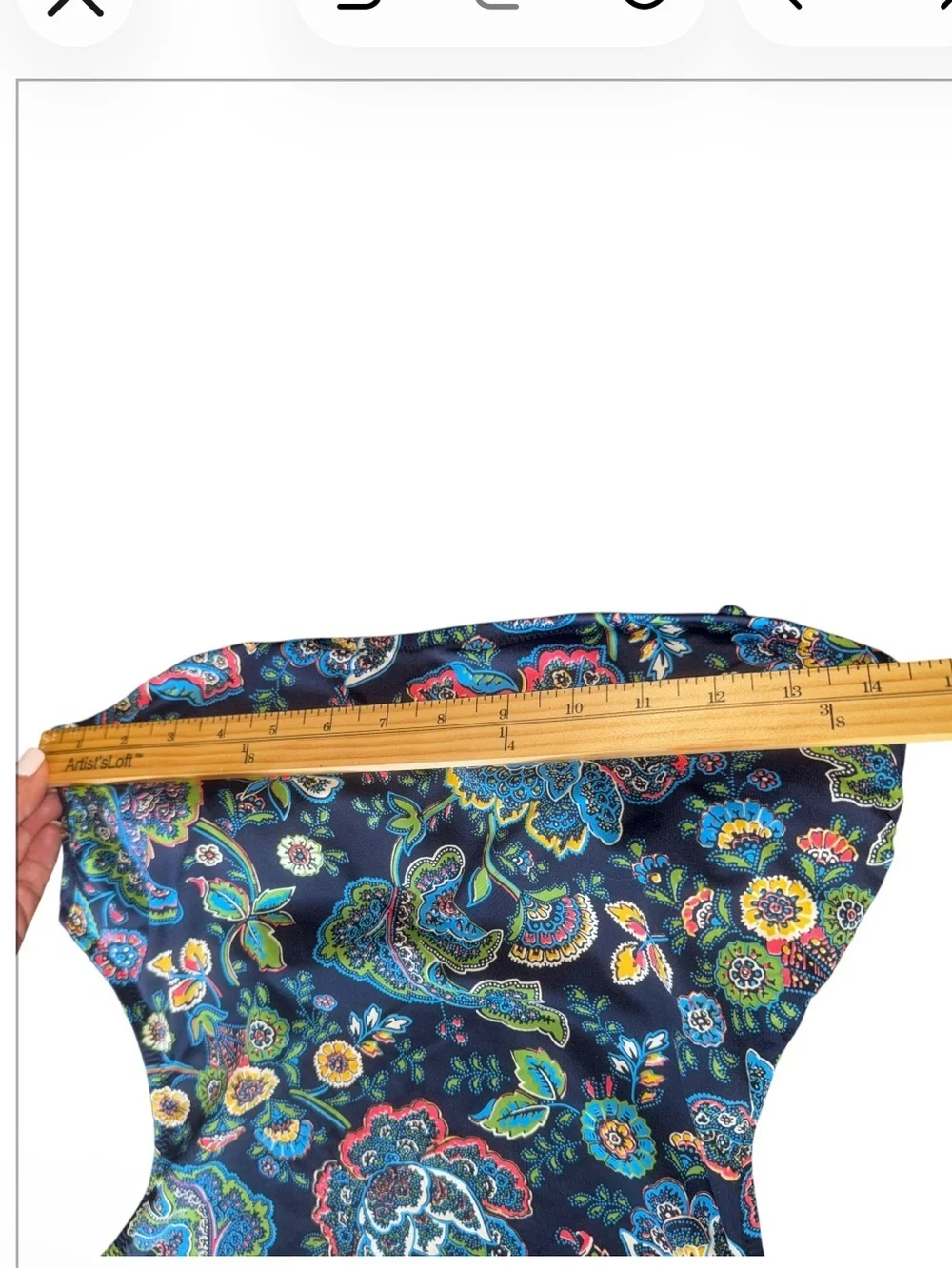 J.Crew Strapless One Piece Swimsuit Paisley Floral Navy Size 10